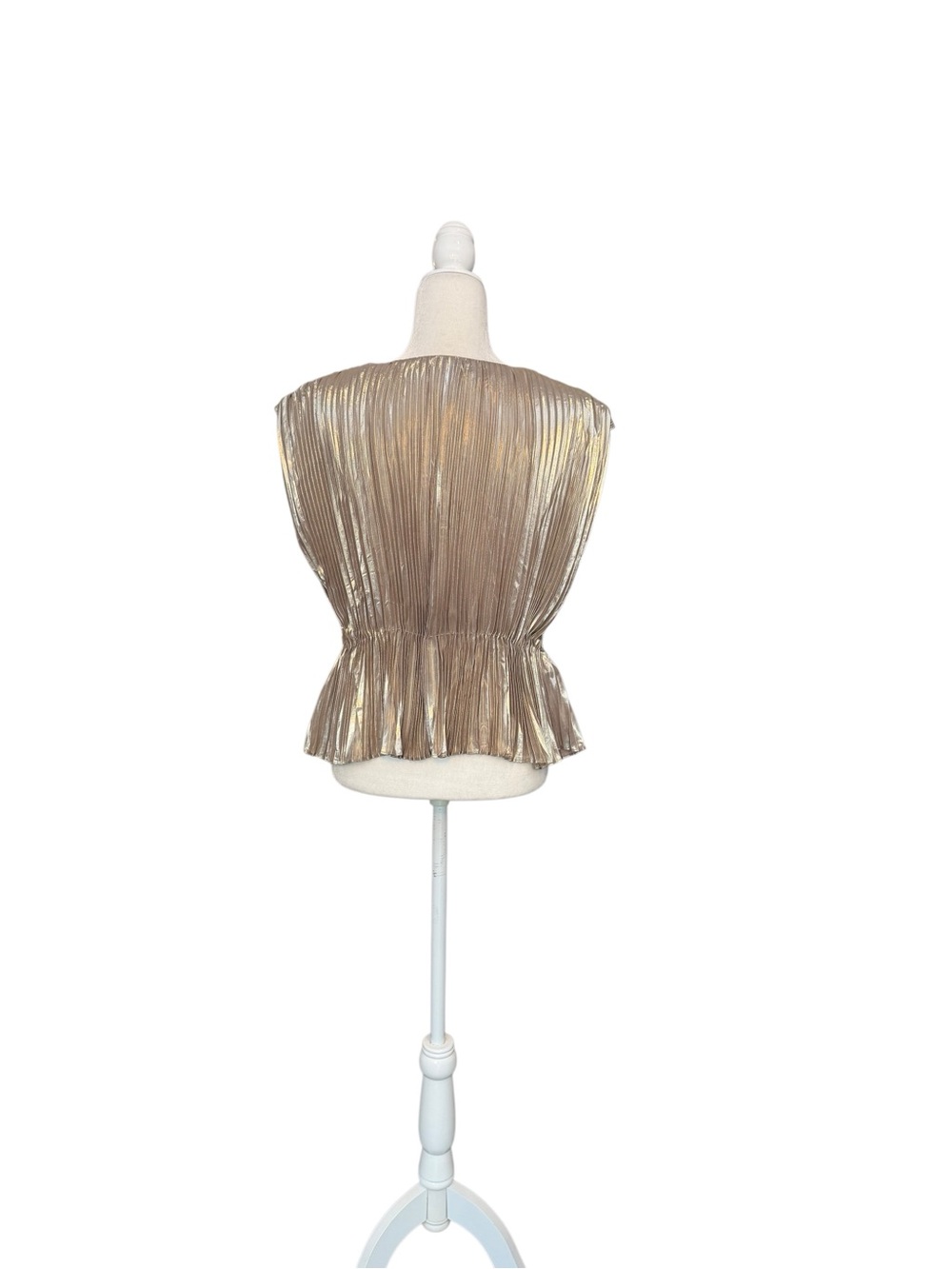 NWOT Banana Republic LENA PLEATED METALLIC TOP - Picture 8 of 10